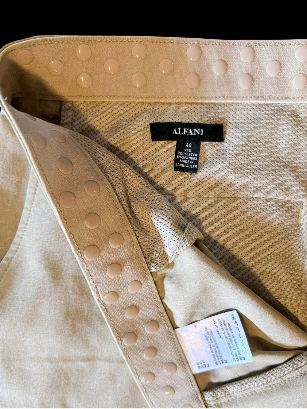 Alfani Mens 40 Tech Golf Shorts Tan Beige Stretch Performance Flat Front